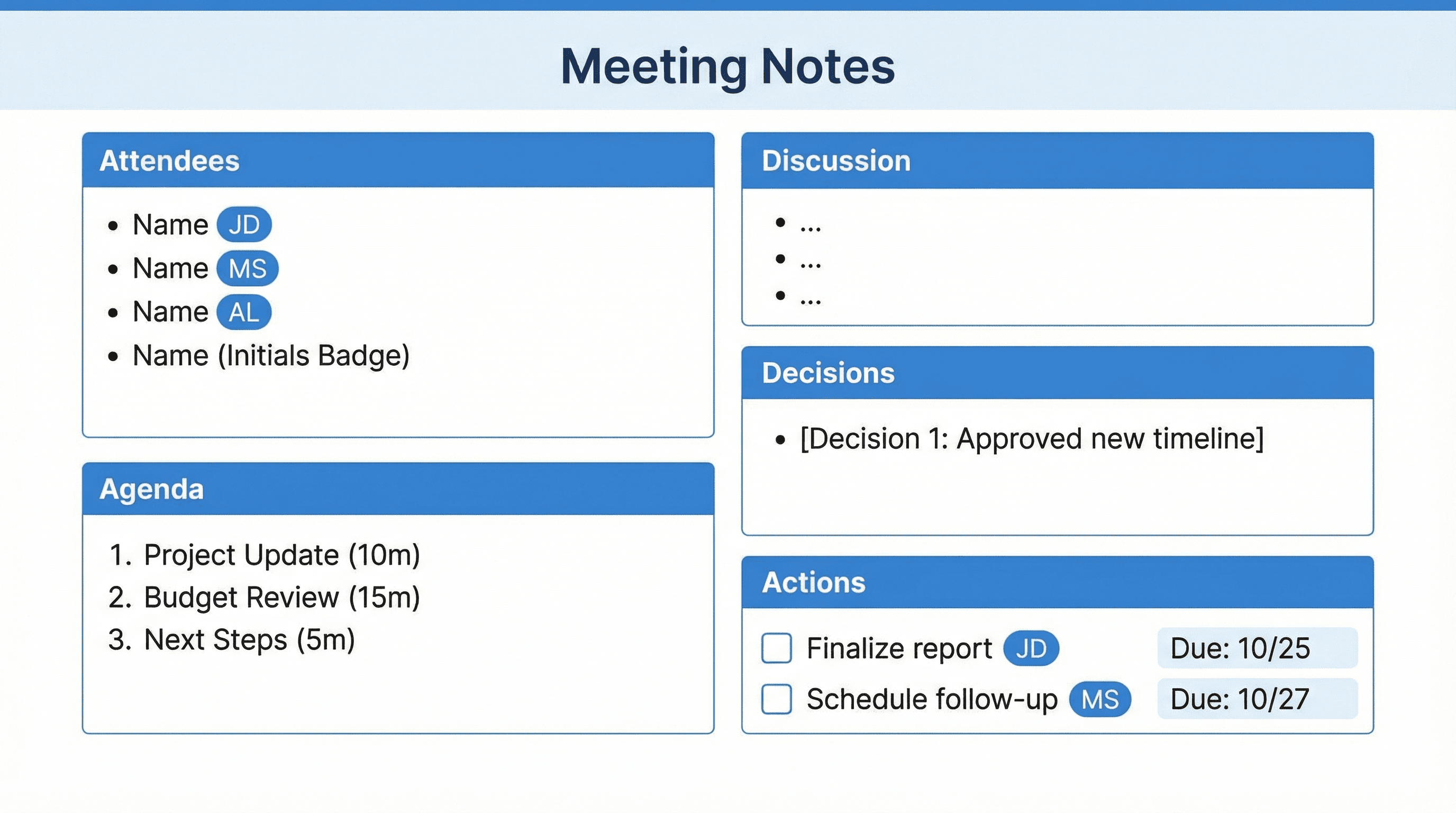 Meeting Notes Template - Variation 2