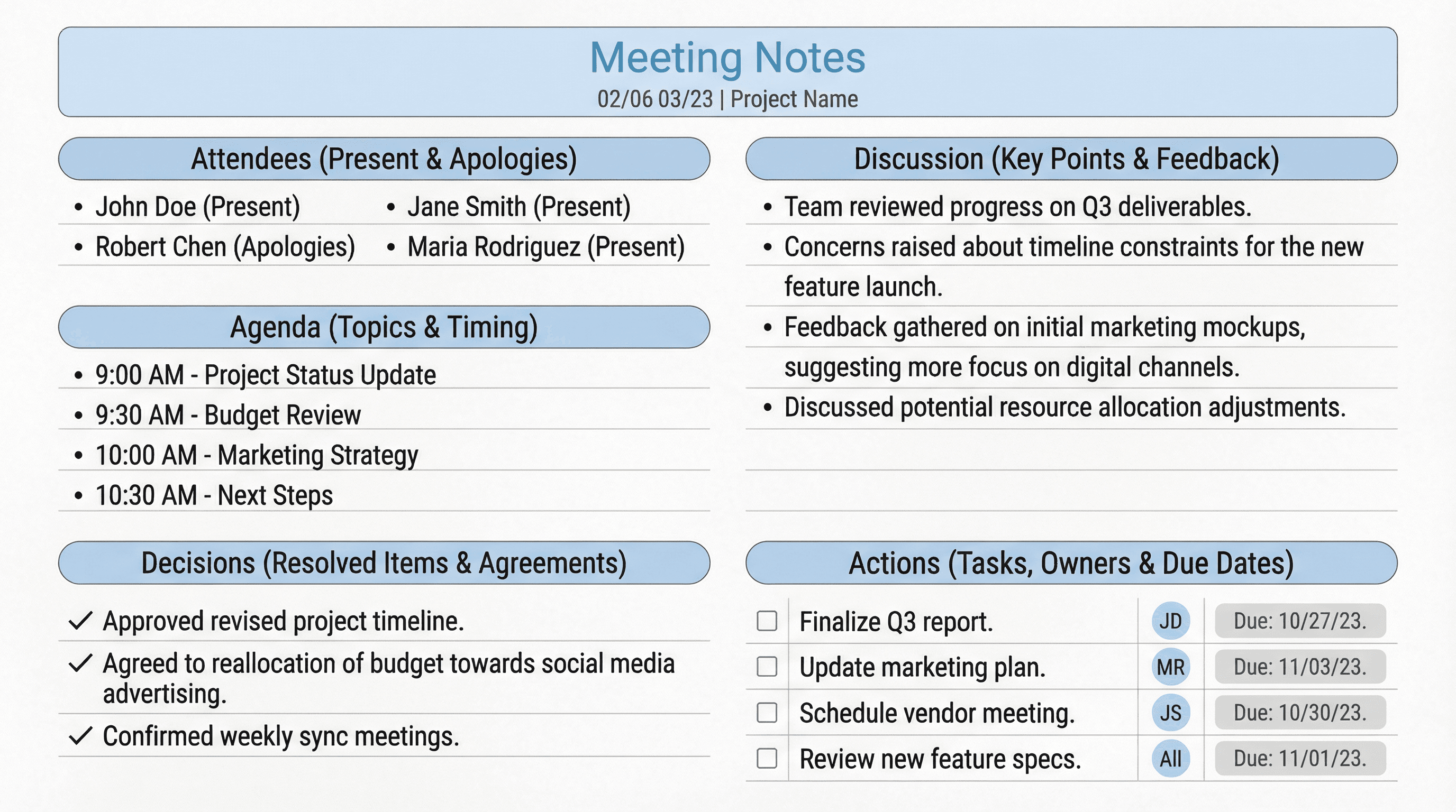 Meeting Notes Template - Variation 4
