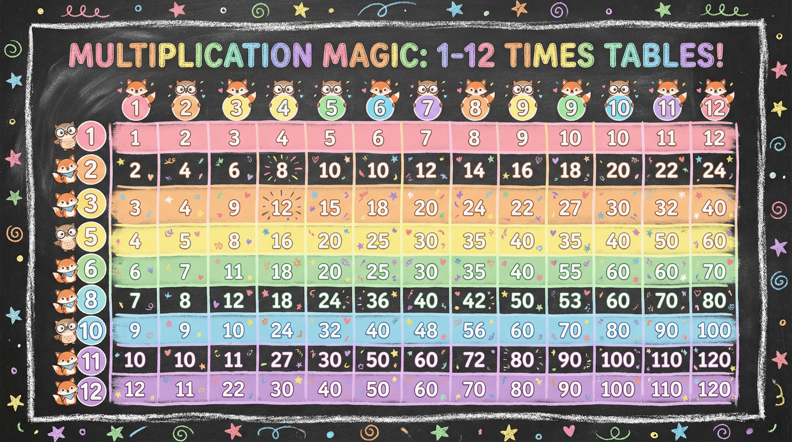 Multiplication Tables Practice - Variation 2