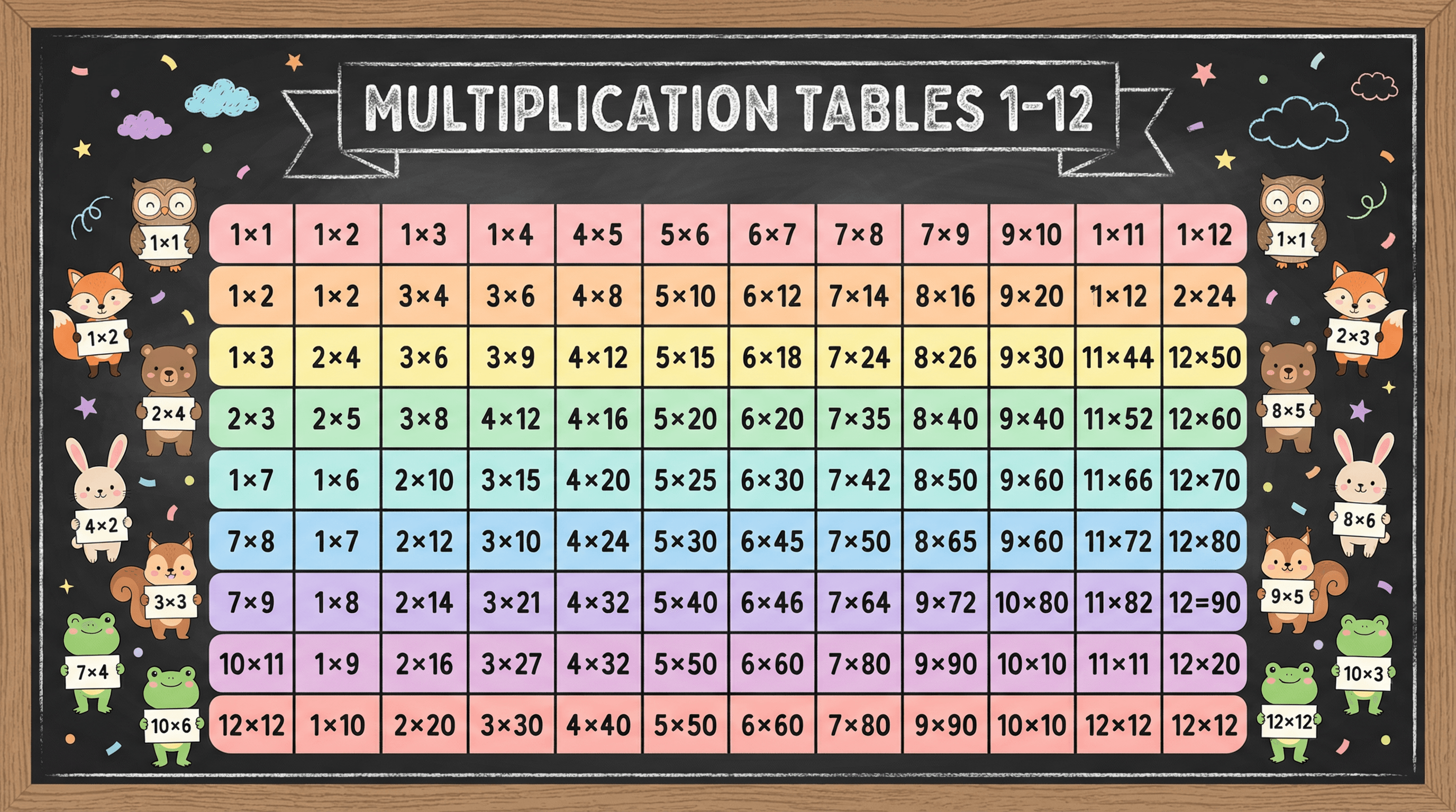 Multiplication Tables Practice - Variation 3