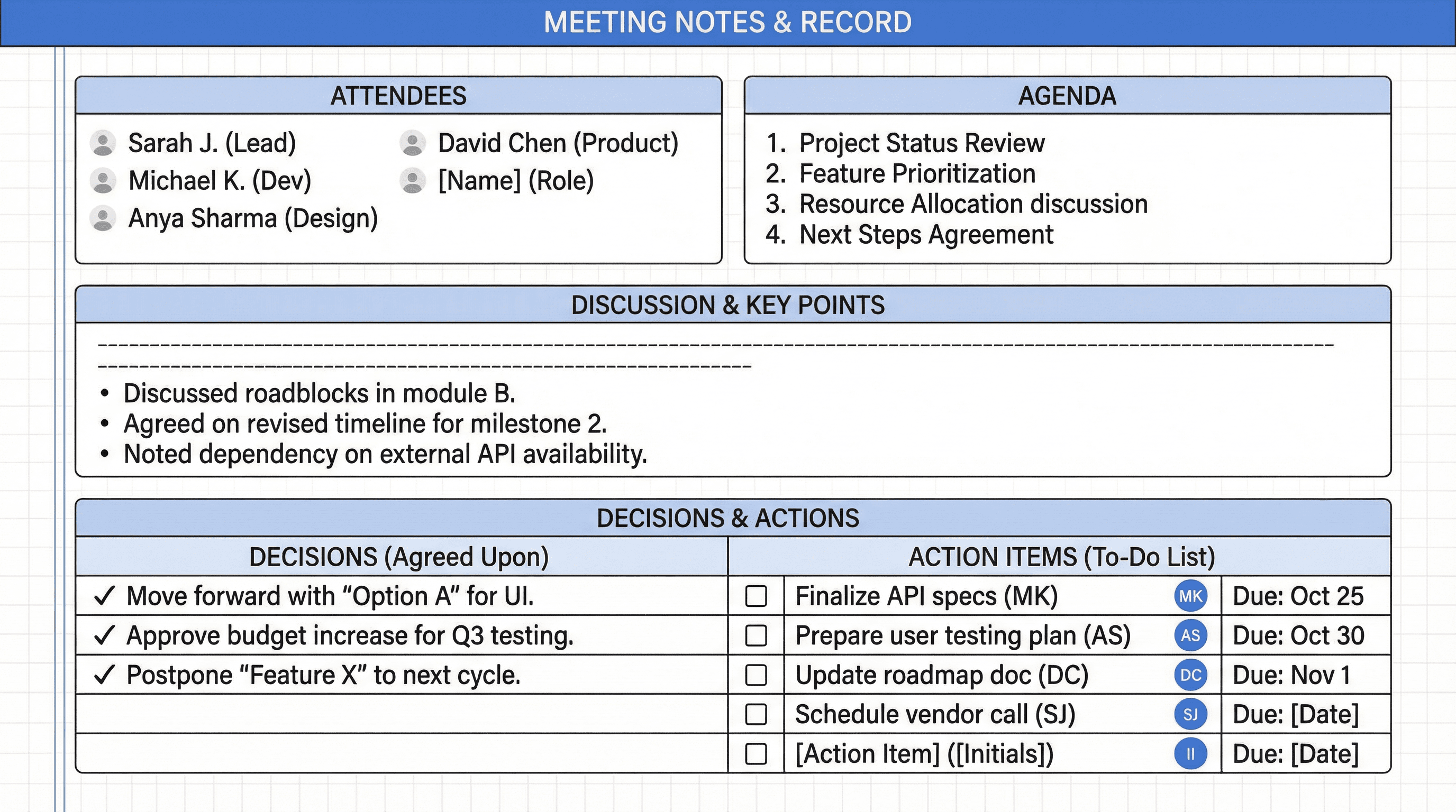Meeting Notes Template - Variation 3