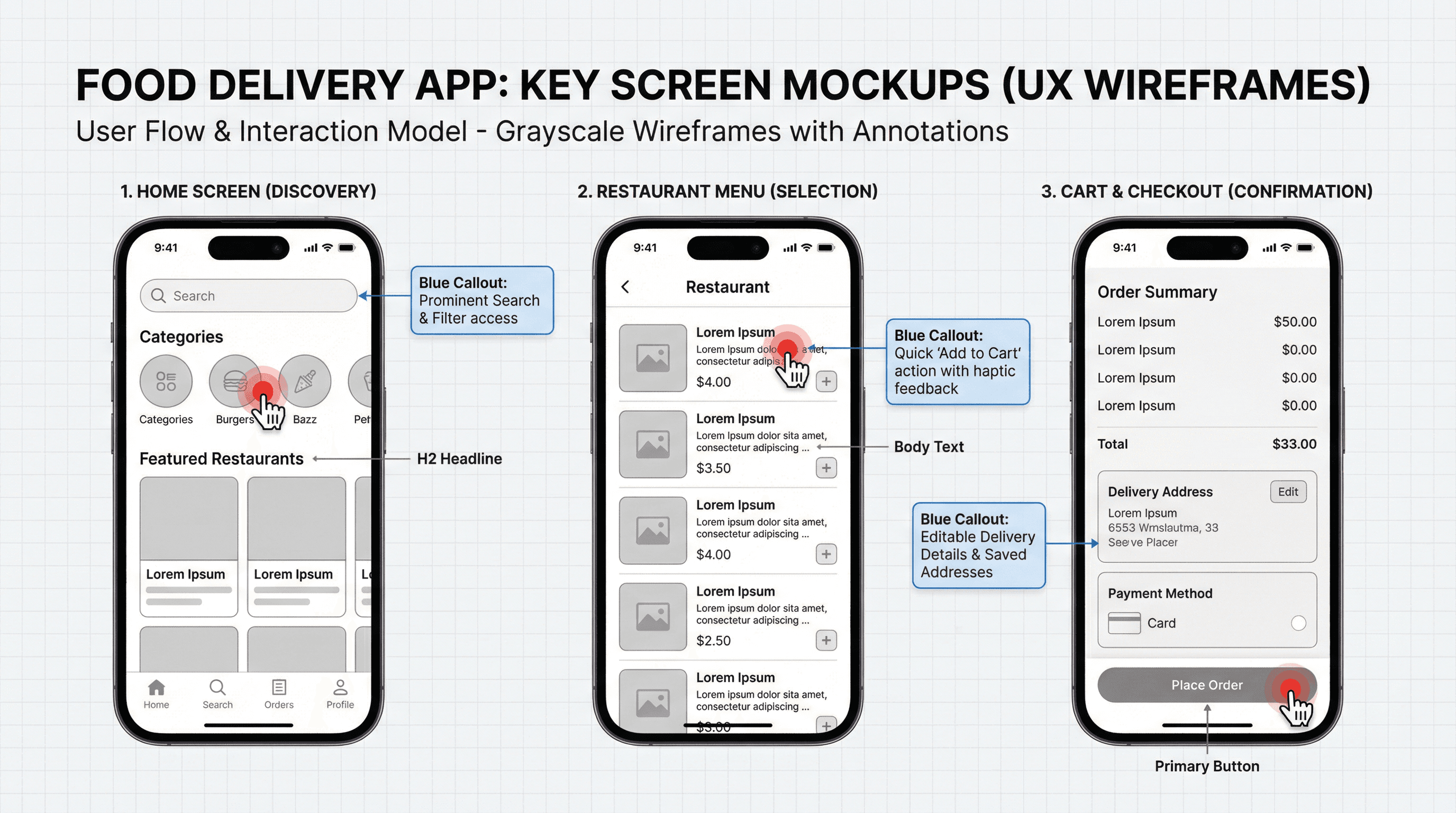 Mobile App Wireframes - Variation 2