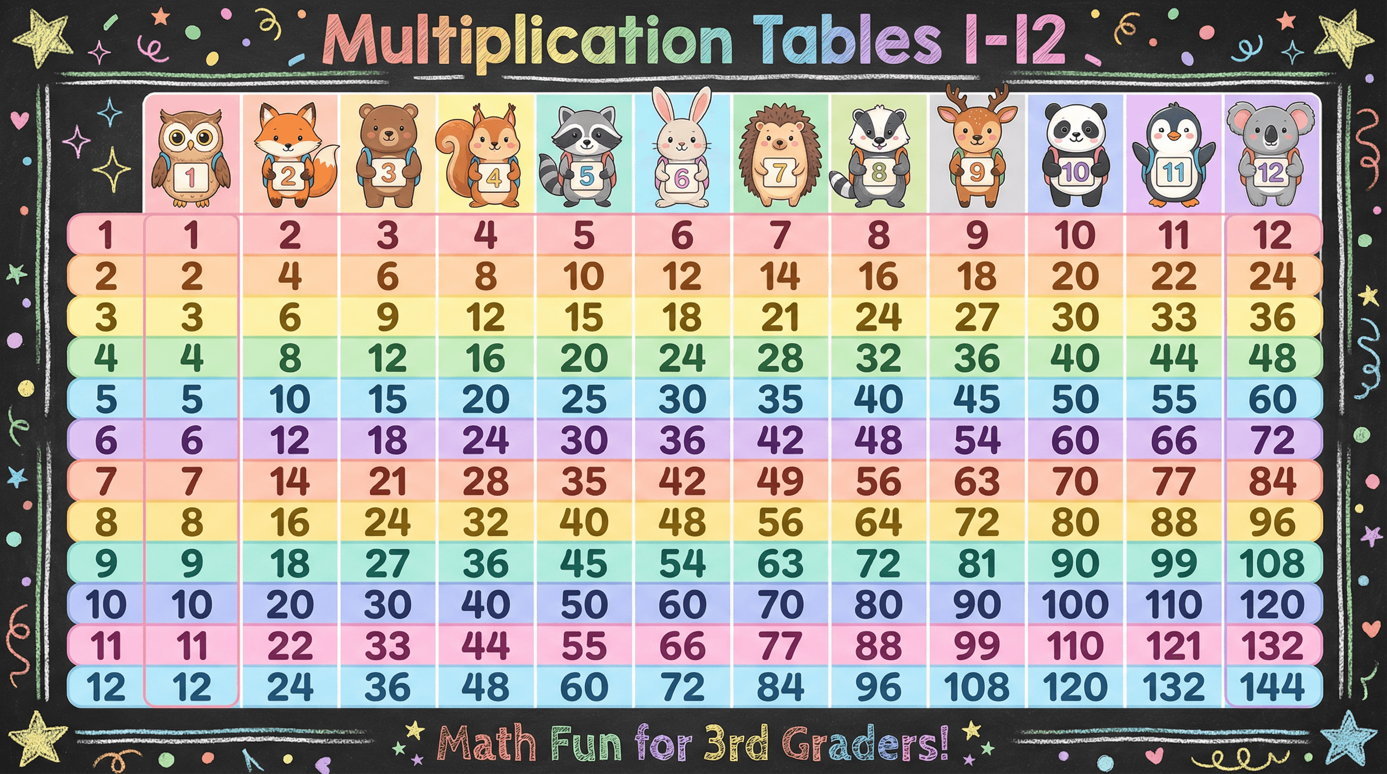 Multiplication Tables Practice - Variation 4