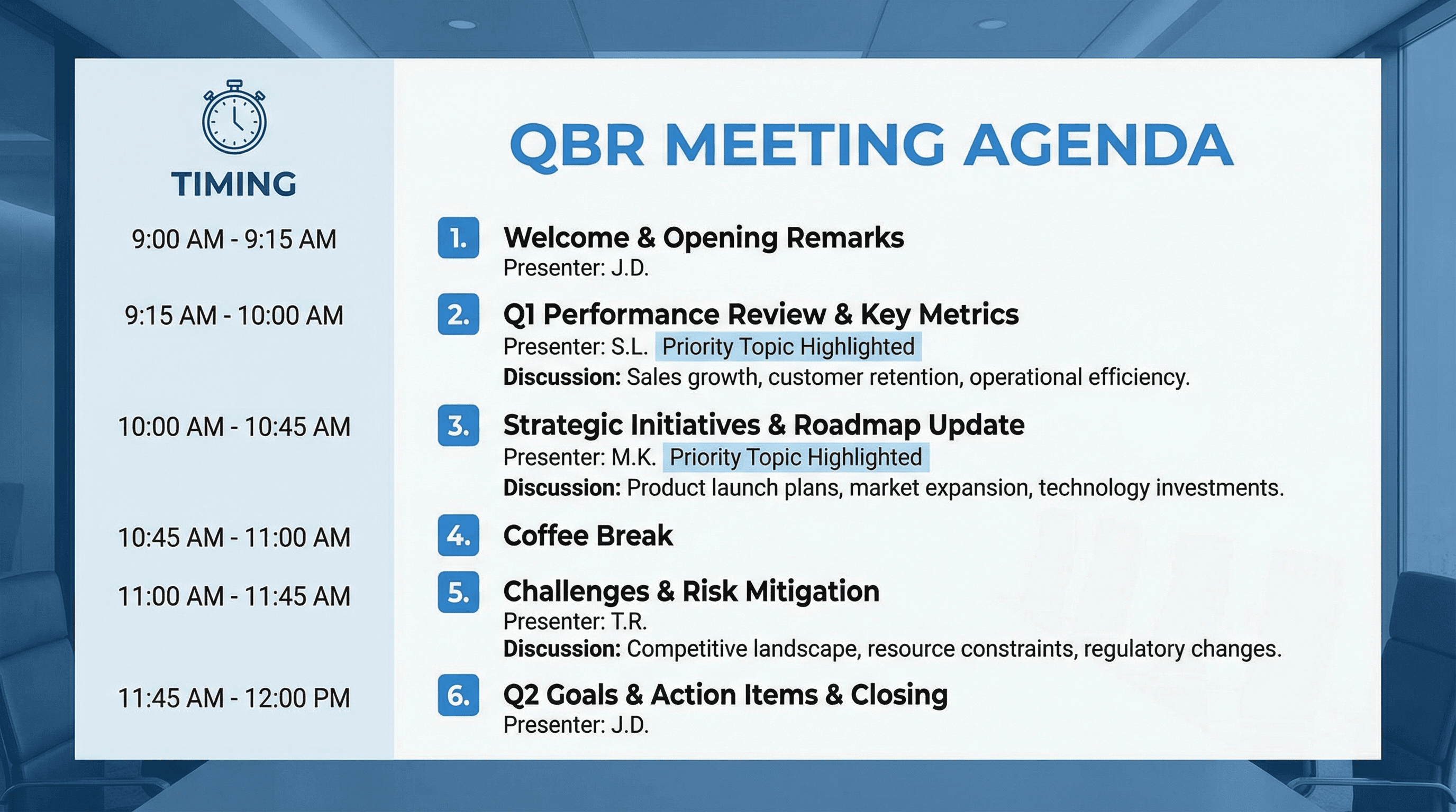 Quarterly Business Review Agenda - Variation 3