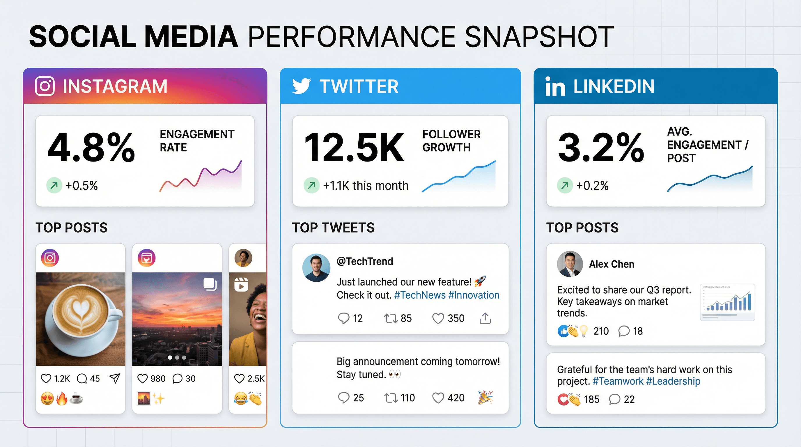 Social Media Metrics Dashboard - Variation 4